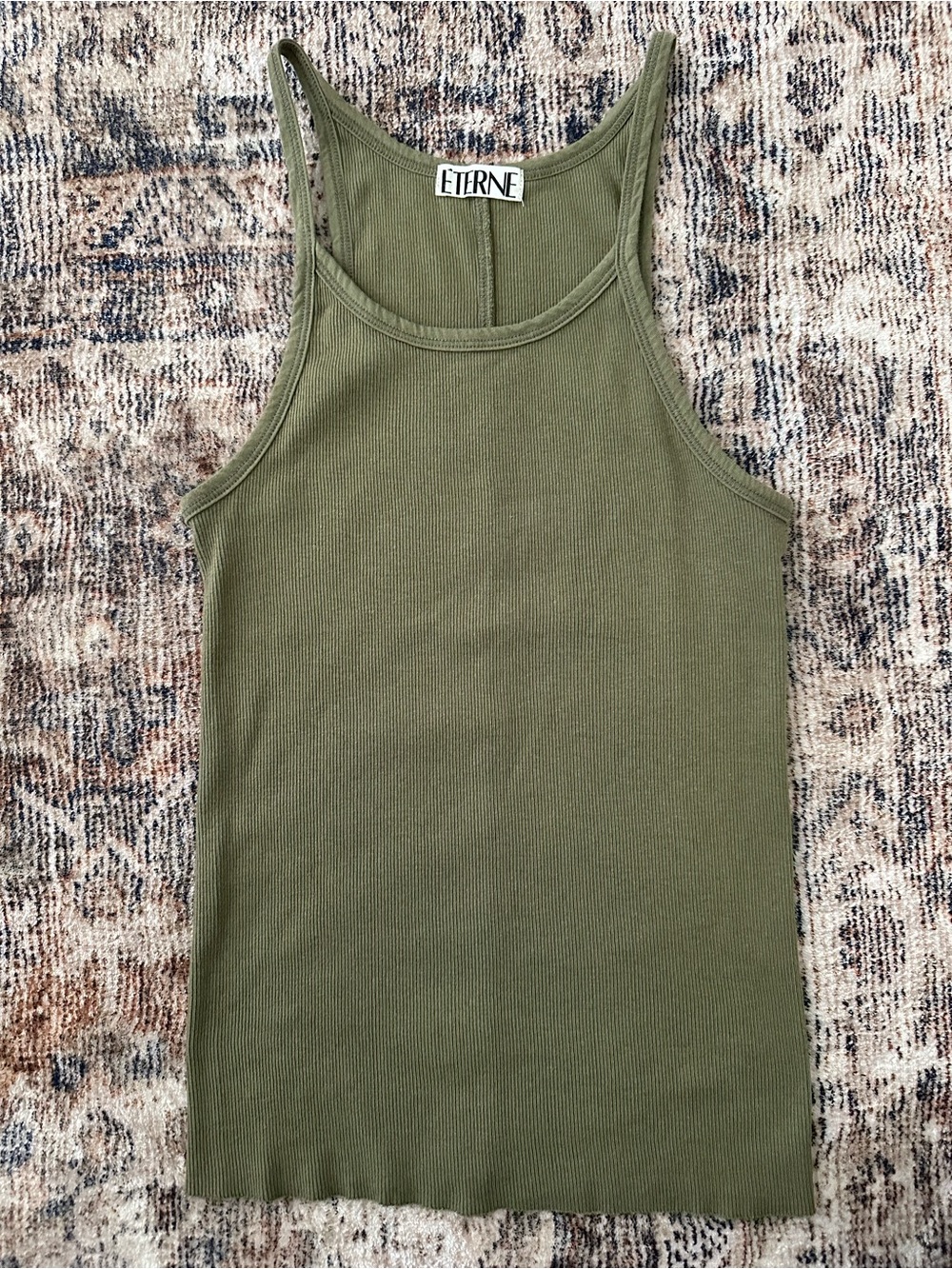 Eterne Racerback Cotton Rib Tank in Green